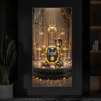 Om Namah Shivayah Modern Luxury Backlight Vertical Wall Art