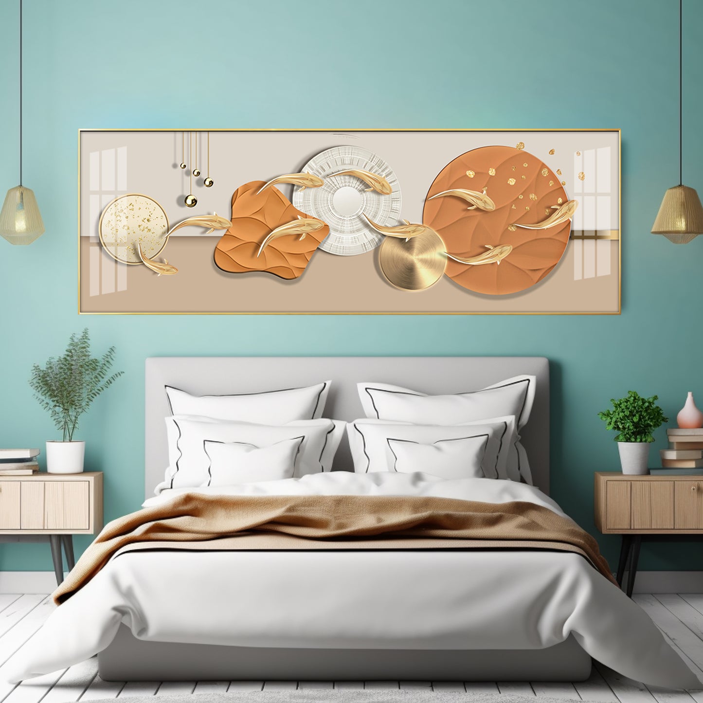 Radiant Gold Fish Premium Acrylic Horizontal Wall Art