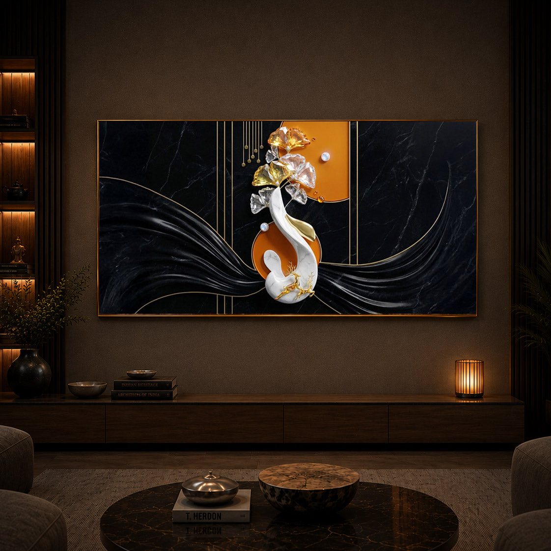 Black & Bold Modern Luxury Backlight Horizontal Wall Art