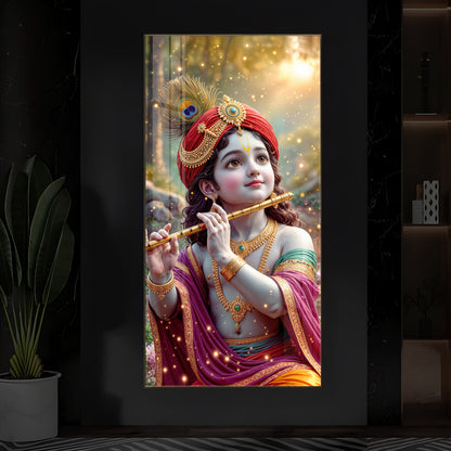 Divine Glow Krishna Modern Luxury Backlight Vertical Wall Art