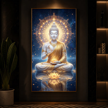 Blessings Of Buddha Modern Luxury Backlight Vertical Wall Art