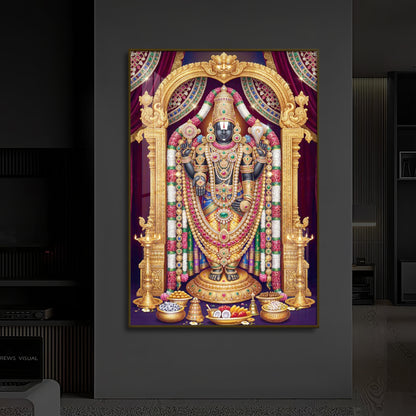 Venkateshwara Swamy Modern Luxury Backlight Vertical Wall Art