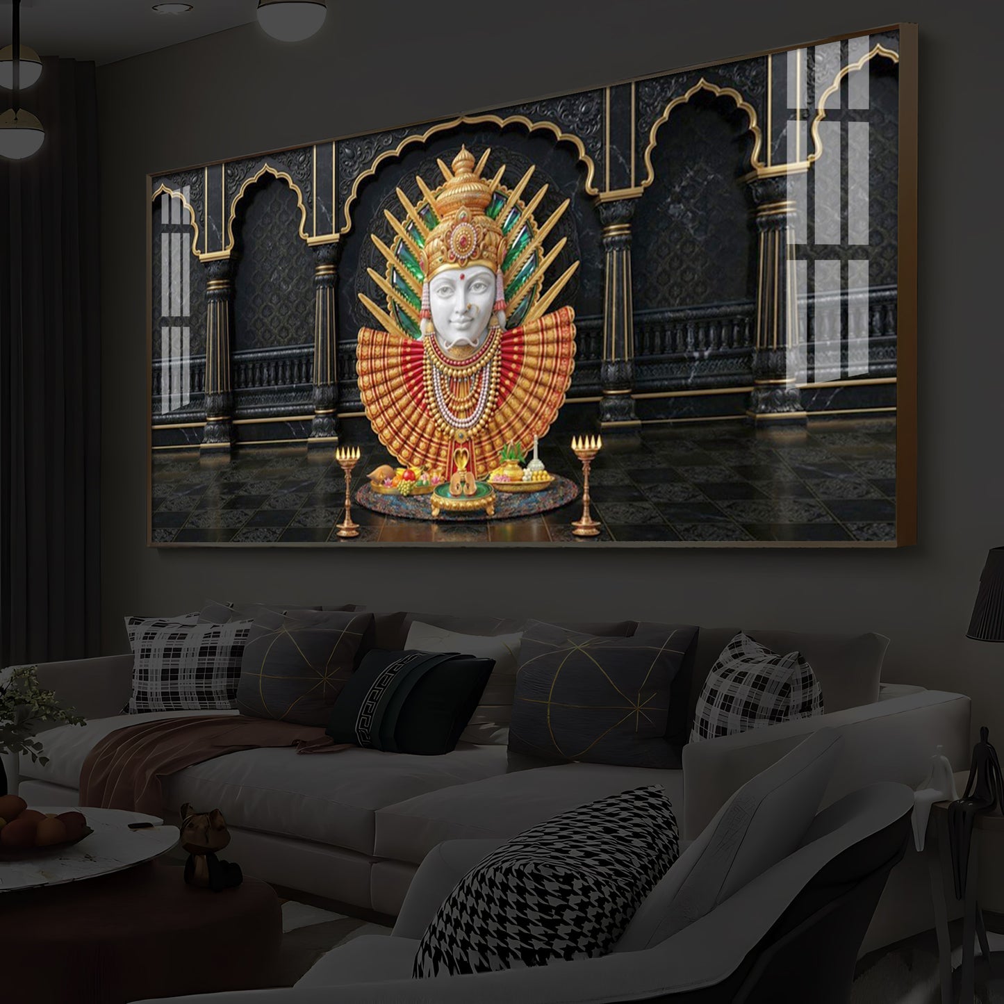 Goddess Renuka Modern Luxury Backlight Horizontal Wall Art