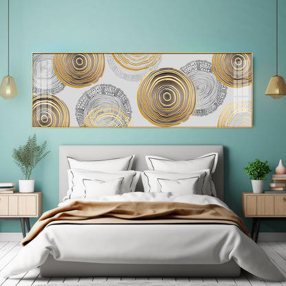 Elegant Gold and Black Rings Premium Acrylic Horizontal Wall Art