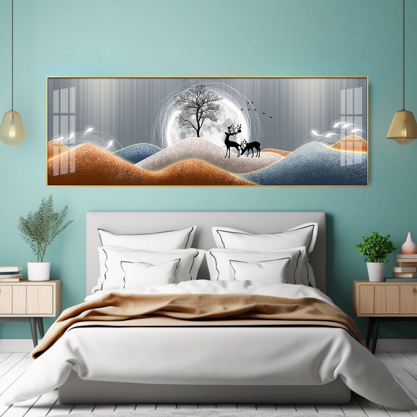 Deer & Tree Harmony Premium Acrylic Horizontal Wall Art