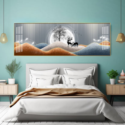Deer & Tree Harmony Premium Acrylic Horizontal Wall Art