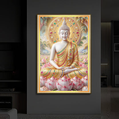 Divine Buddha Harmony Modern Luxury Backlight Vertical Wall Art