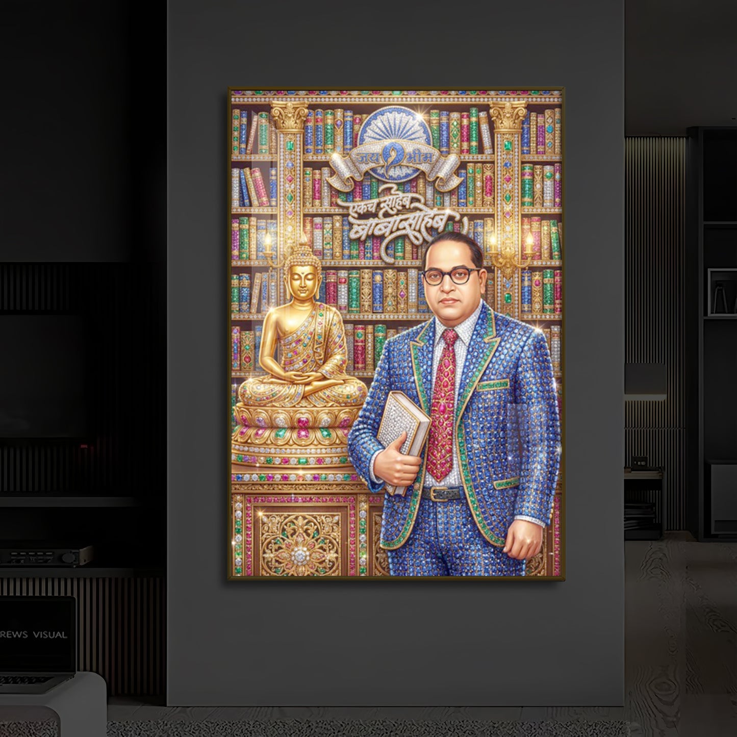 Dr. Bhimrao Ambedkar Ji Modern Luxury Backlight Vertical Wall Art