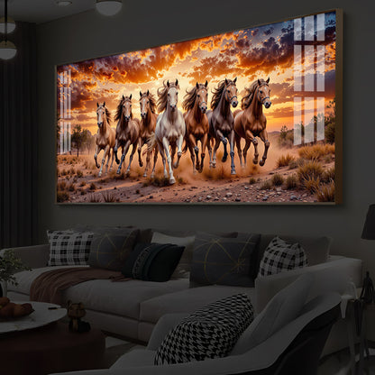 Herd Of Wild Horses Galloping Modern Luxury Backlight Horizontal Wall Art