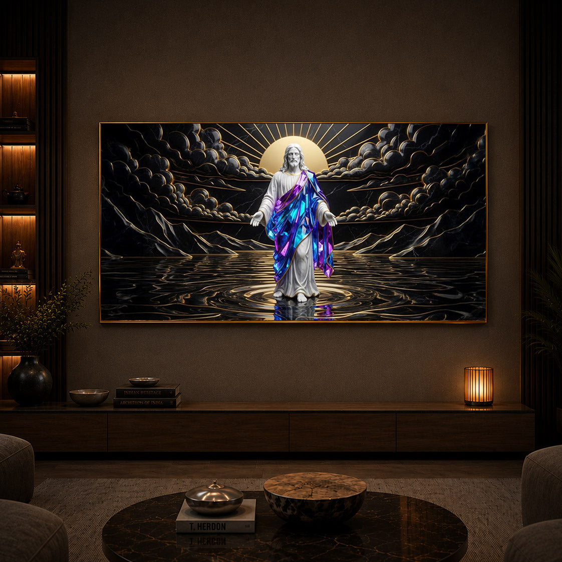 Jesus Christ Modern Luxury Backlight Horizontal Wall Art
