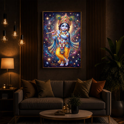 Bal Shree Krishna Modern Luxury Backlight Vertical Wall Art