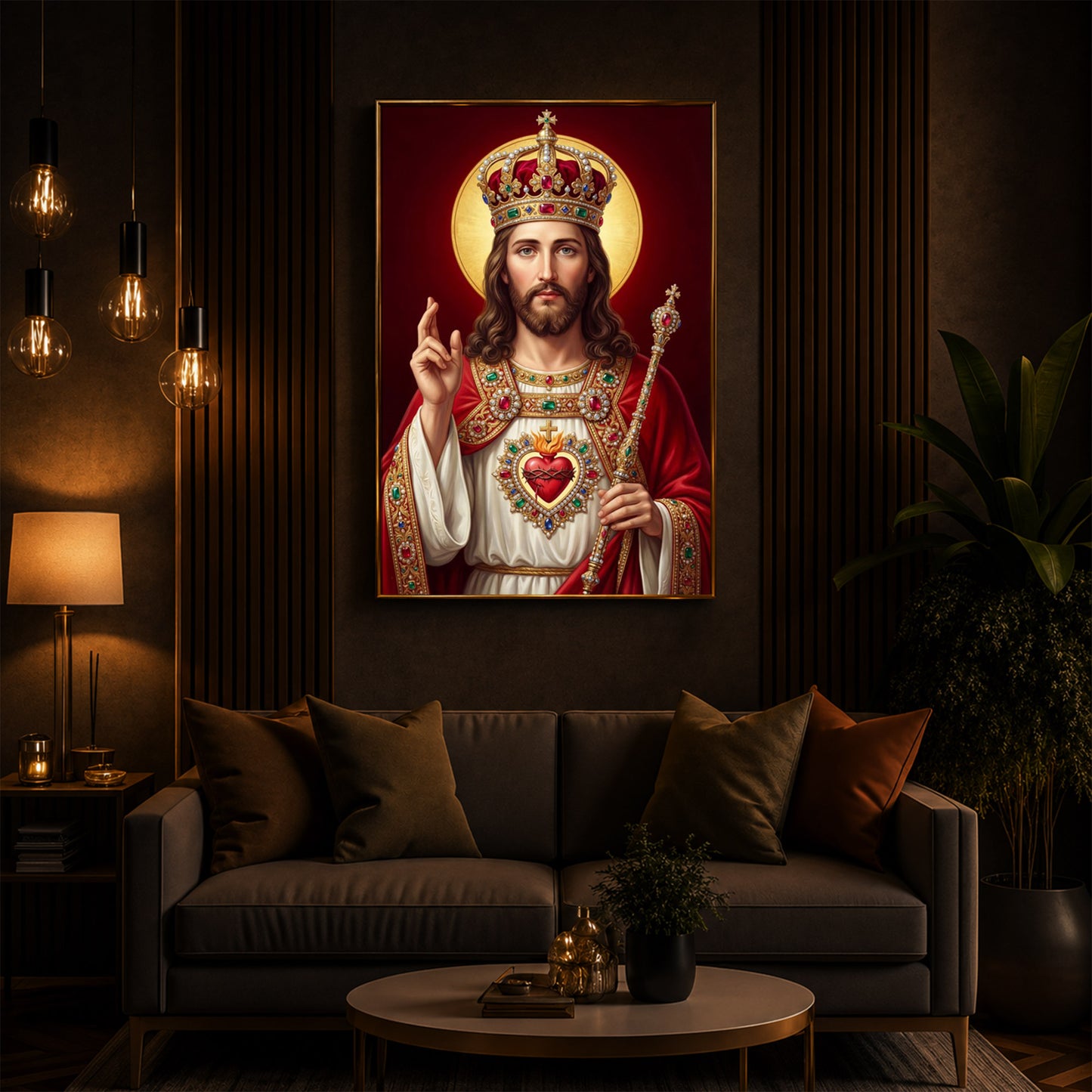 Holy God Christ The King Jesus Modern Luxury Backlight Vertical Wall Art