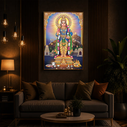 Lord Murugan Kartikeya Modern Luxury Backlight Vertical Wall Art
