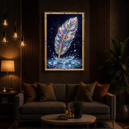 Colorful Feather Modern Luxury Backlight Vertical Wall Art