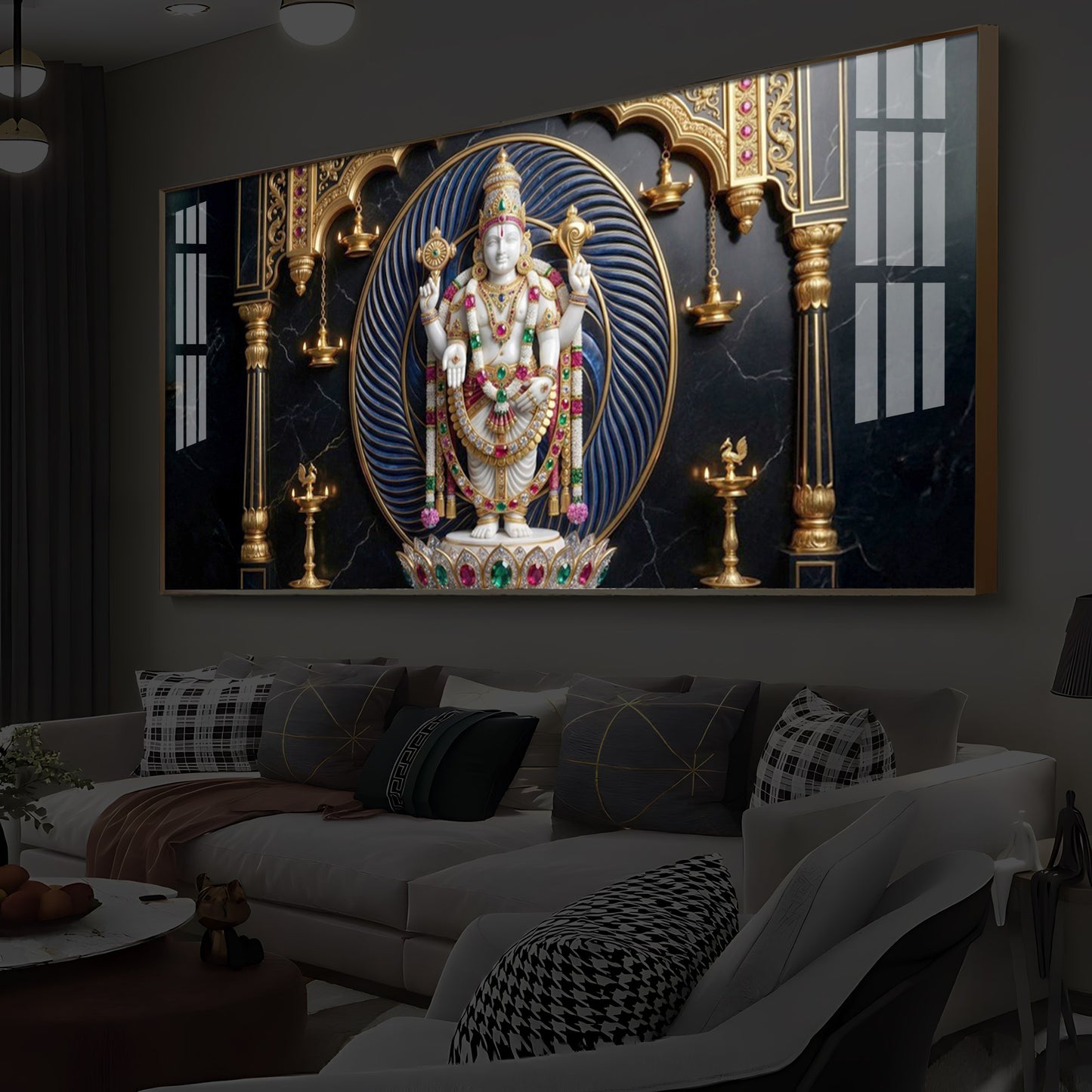 Lord Tirupati Balaji Modern Luxury Backlight Horizontal Wall Art