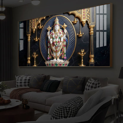 Lord Tirupati Balaji Modern Luxury Backlight Horizontal Wall Art