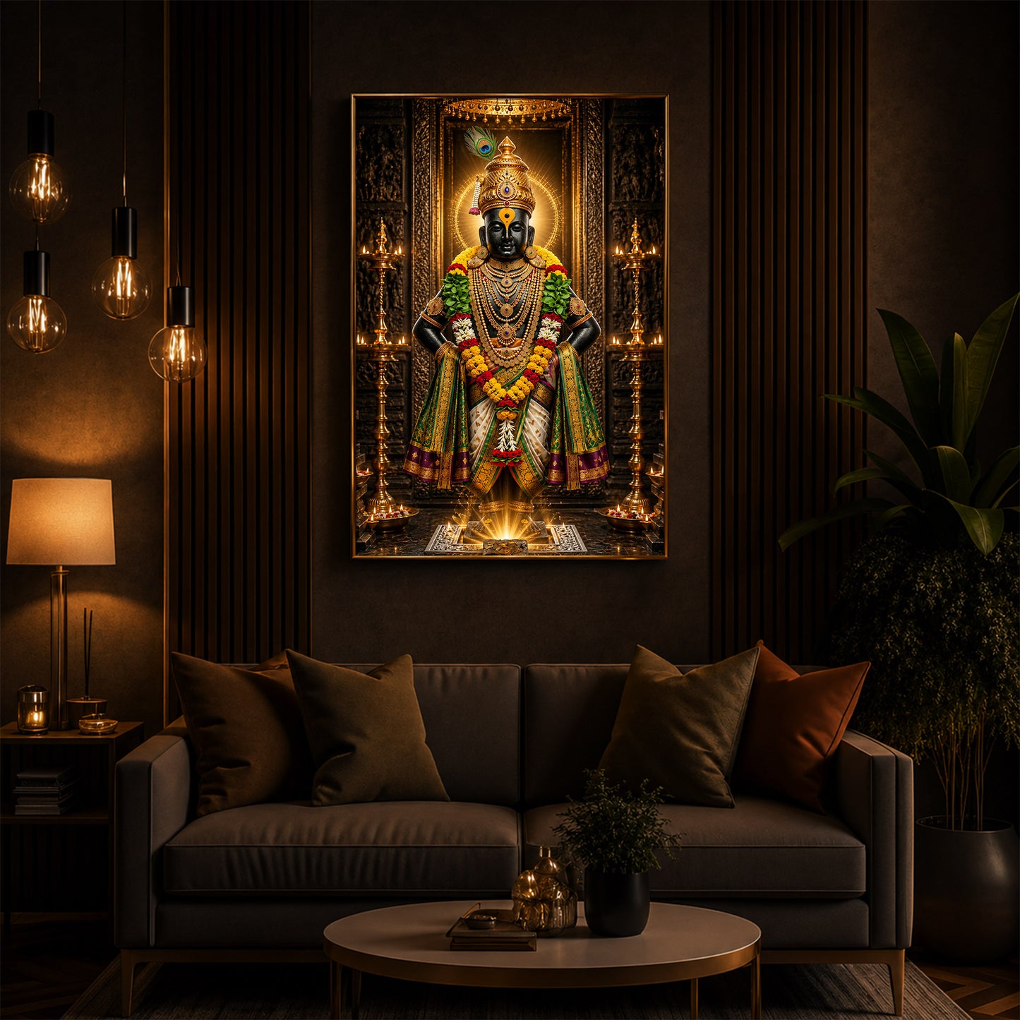 God Vitthal Modern Luxury Backlight Vertical Wall Art