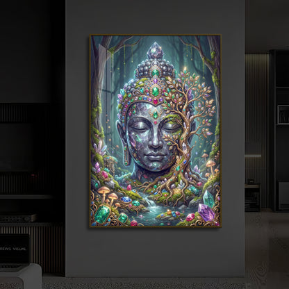 Lord Gautam Buddha Modern Luxury Backlight Vertical Wall Art
