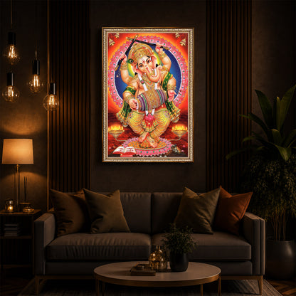 Hindu Bhagwan Ganesh Ji Modern Luxury Backlight Vertical Wall Art