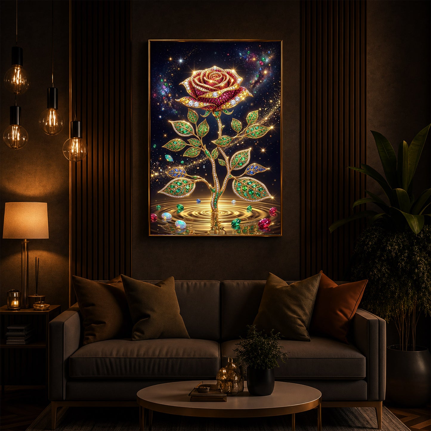 Rose Modern Luxury Backlight Vertical Wall Art