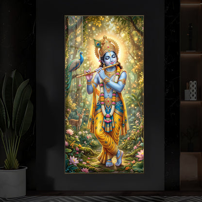 Loving Krishna Modern Luxury Backlight Vertical Wall Art
