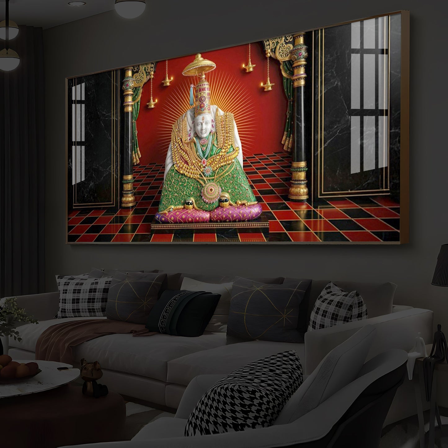 Shri Tulja Bhavani Modern Luxury Backlight Horizontal Wall Art