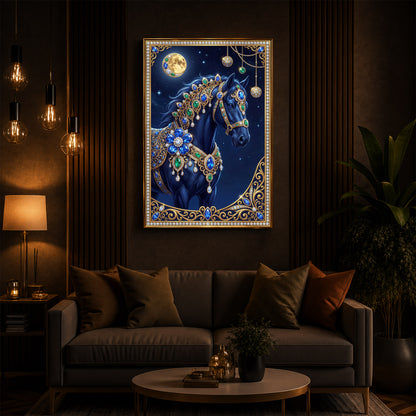Black Horse Modern Luxury Backlight Vertical Wall Art