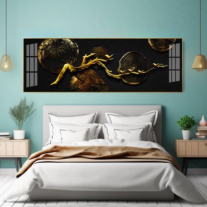 Elegant Golden Color Design Premium Acrylic Horizontal Wall Art