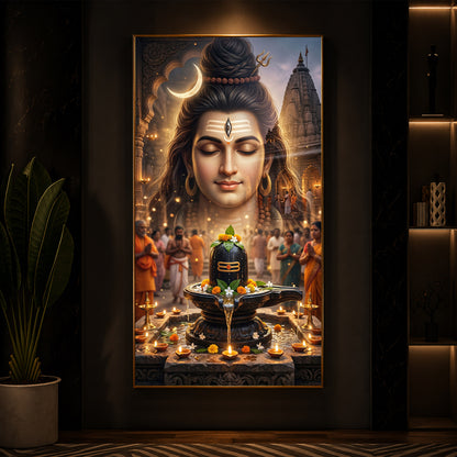 Lord Shiva Modern Luxury Backlight Vertical Wall Art