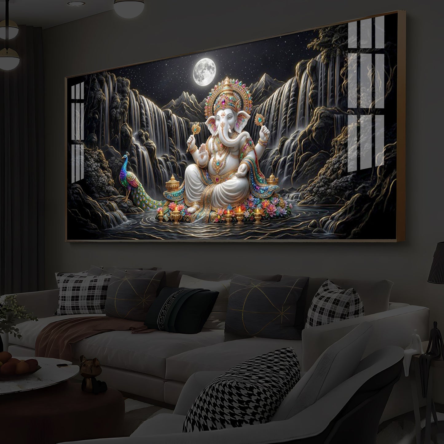 Spiritual Ganesha Modern Luxury Backlight Horizontal Wall Art
