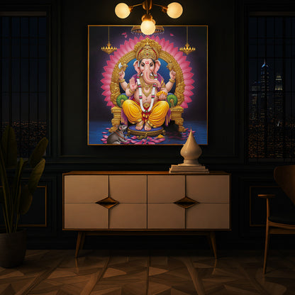Divine Ganesh JI Modern Luxury Backlight Square Wall Art