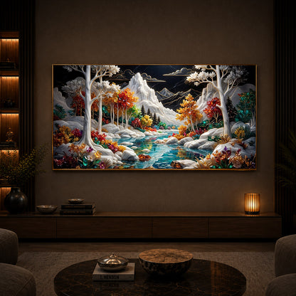 Mountain Serenity Modern Luxury Backlight Horizontal Wall Art