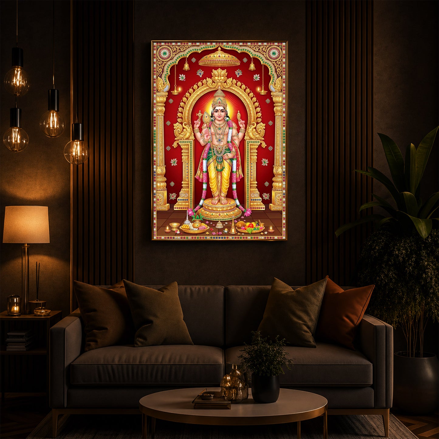 Son of Shiva Lord Murugan Modern Luxury Backlight Vertical Wall Art