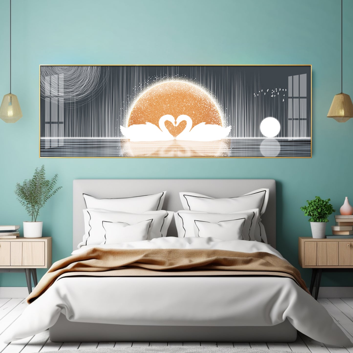 Serene Swanscape Premium Acrylic Horizontal Wall Art