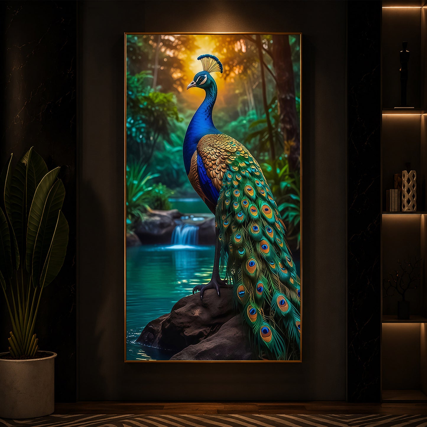 The Peacock Modern Luxury Backlight Vertical Wall Art