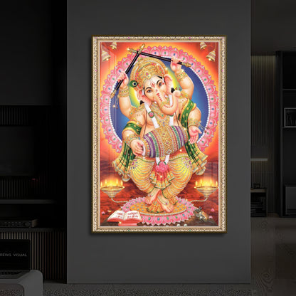 Hindu Bhagwan Ganesh Ji Modern Luxury Backlight Vertical Wall Art