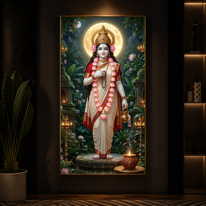 Maa Brahmacharini Modern Luxury Backlight Vertical Wall Art