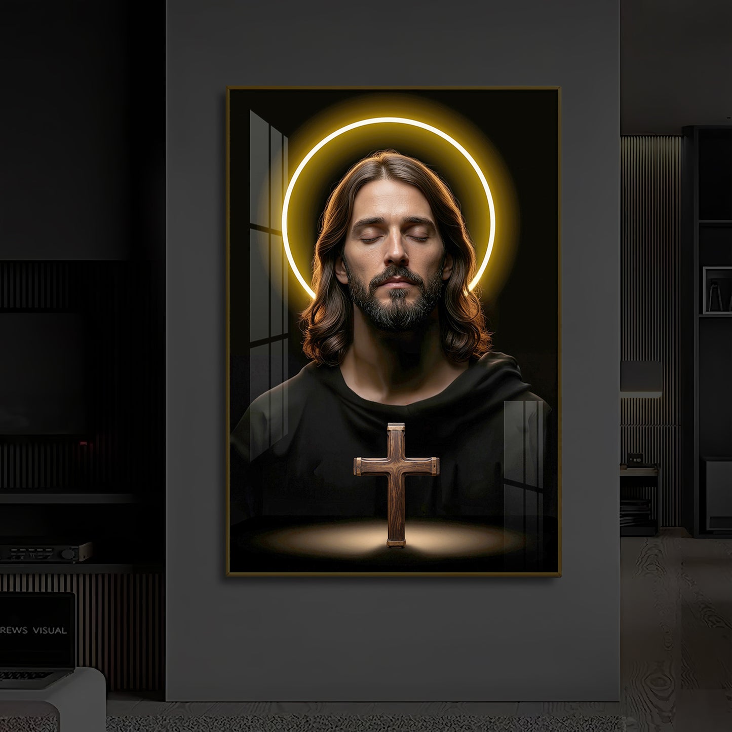 God Jesus Modern Luxury Backlight Vertical Wall Art
