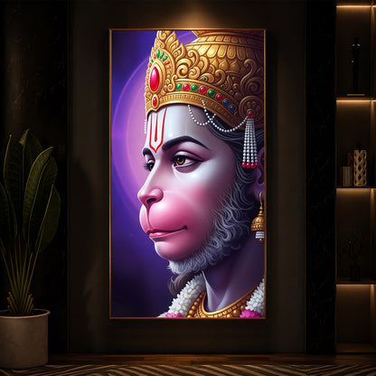 Jai Shri Hanuman Modern Luxury Backlight Vertical Wall Art