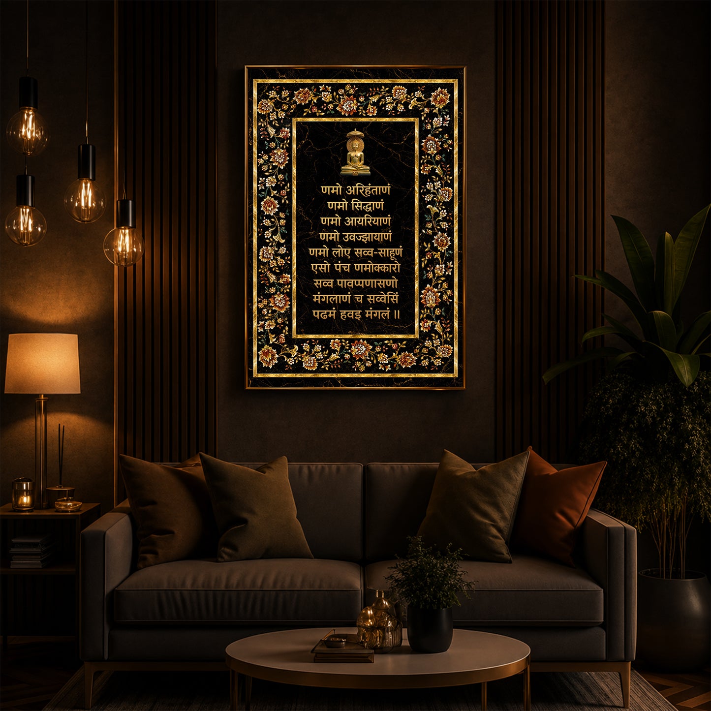 Navkar Mantra Modern Luxury Backlight Vertical Wall Art