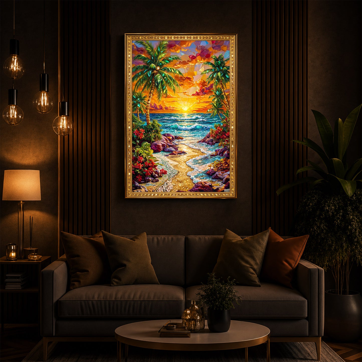 Coastal Bliss Modern Luxury Backlight Vertical Wall Art