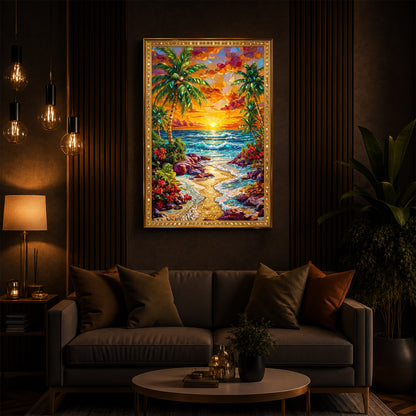 Coastal Bliss Modern Luxury Backlight Vertical Wall Art
