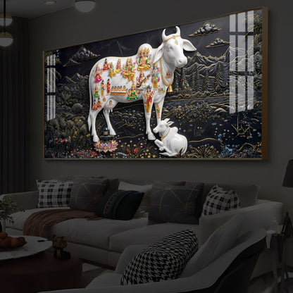 Decorative Kamdhenu Modern Luxury Backlight Horizontal Wall Art