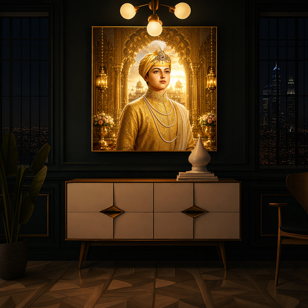 Guru Har Krishan Ji Modern Luxury Backlight Square Wall Art