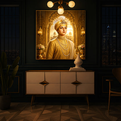 Guru Har Krishan Ji Modern Luxury Backlight Square Wall Art
