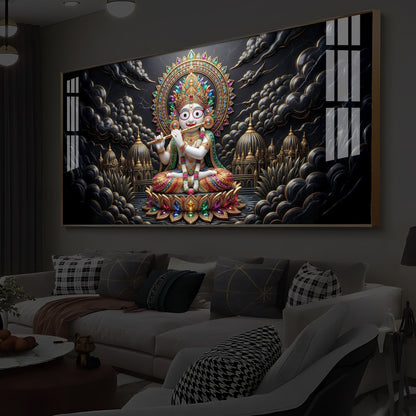 Lord Jagannath Modern Luxury Backlight Horizontal Wall Art