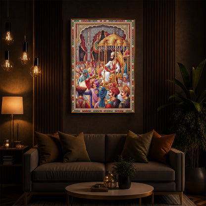 Darbar of Chhatrapati Shivaji Maharaj Modern Luxury Backlight Vertical Wall Art