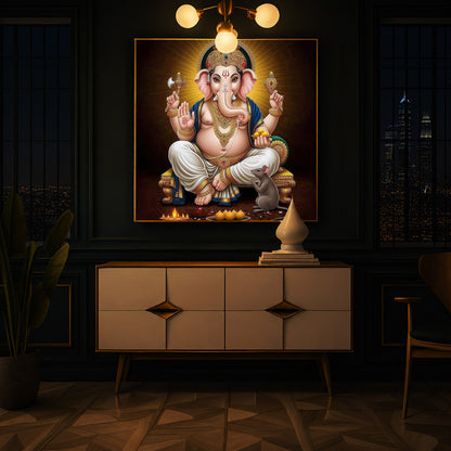 Shree Ganesh Modern Luxury Backlight Square Wall Art