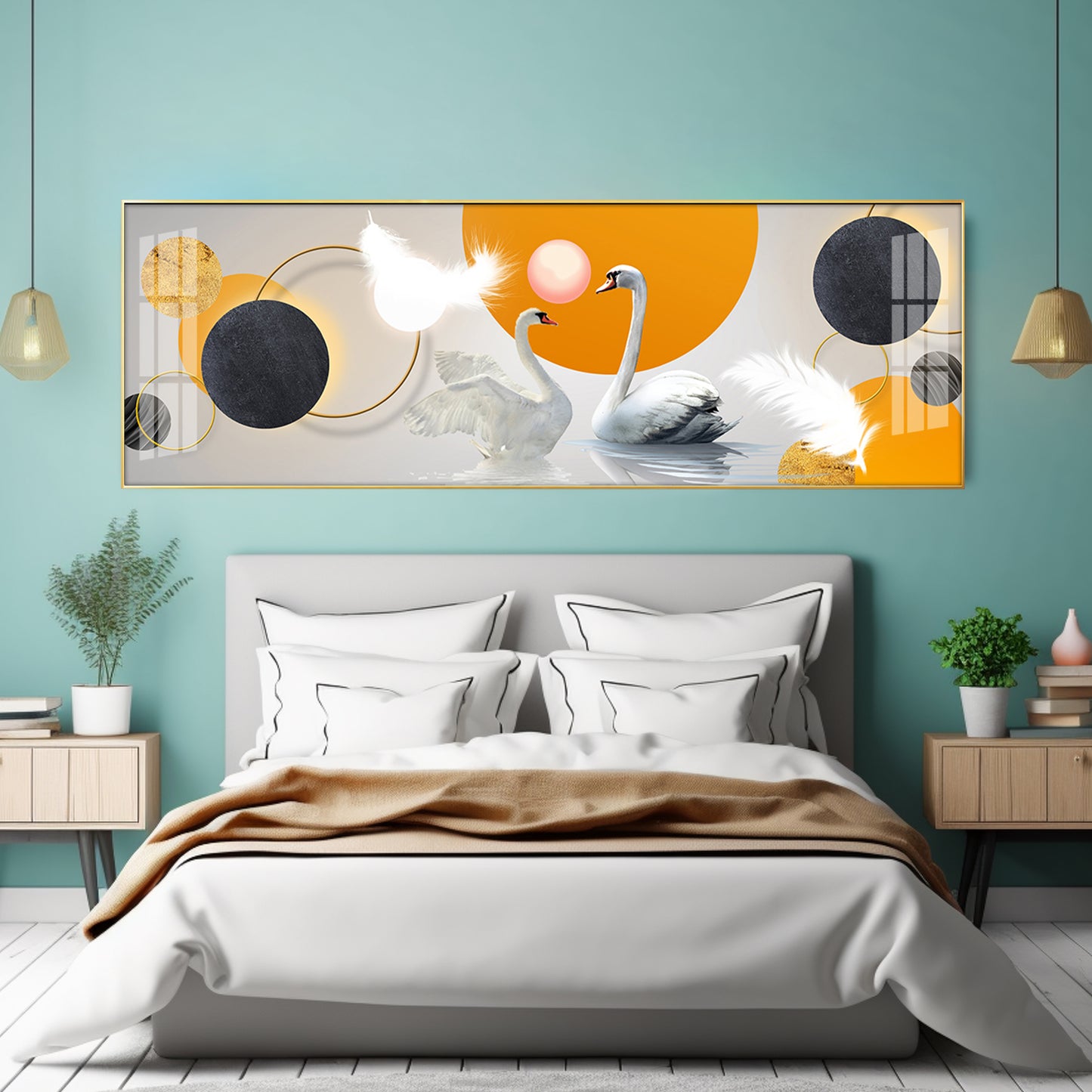 Swans in Sync Premium Acrylic Horizontal Wall Art