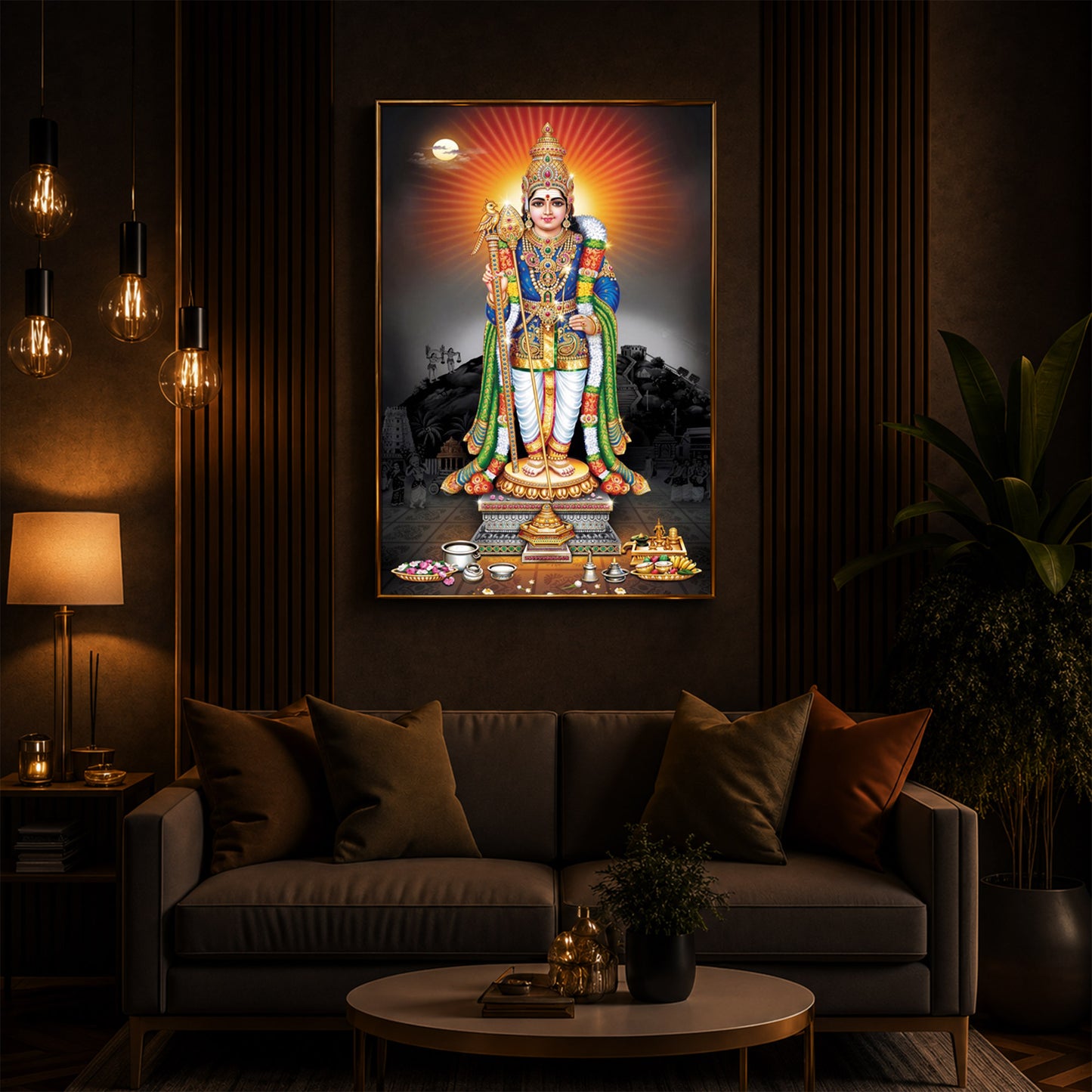 Lord Kartikeyan Modern Luxury Backlight Vertical Wall Art